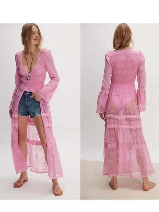 Free People Intimately Tops - Free People Intimately Sweet Saloon Maxi Bodysuit Pink Size S